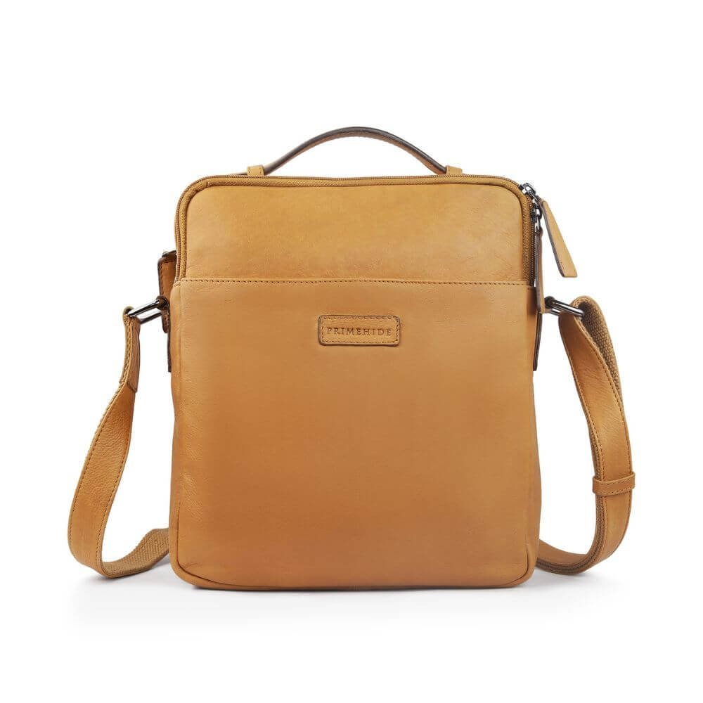 Leather Crossbody Bag with Top Handle & Twin Zip Compartments Lena Hudson