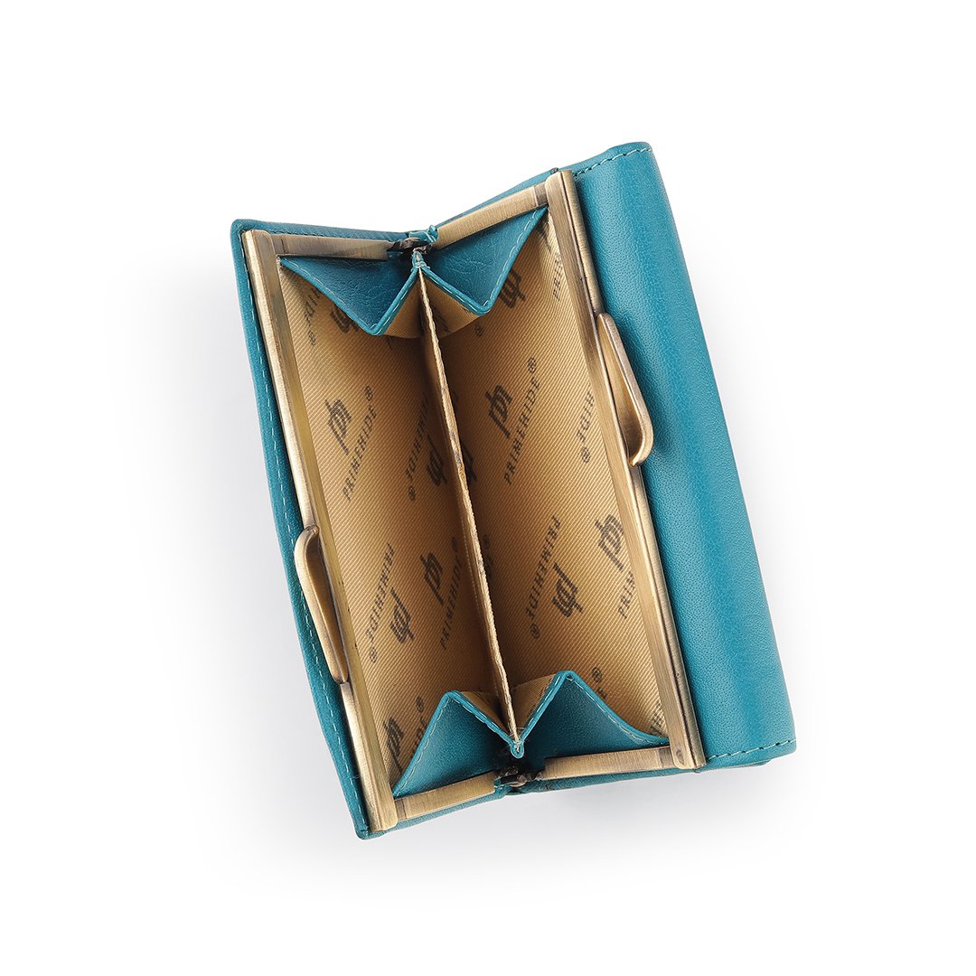 Velura Clip Frame Trifold Purse