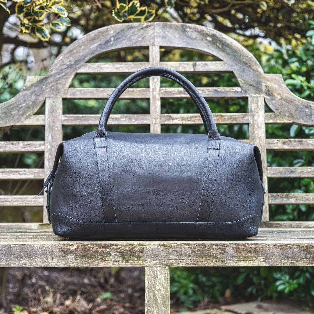 Black leather holdall