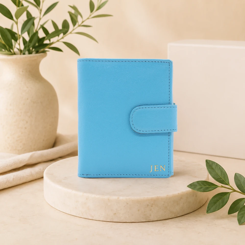 Small Real Leather Trifold Purse for Women - RFID Ladies Leather Wallet with Coin Pocket - Miami