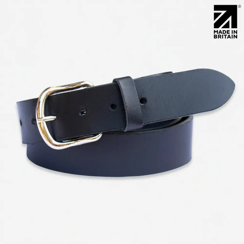40mm Chicago Stitch Men's English Full-Grain Leather Belt - Made in Britain Black Close View