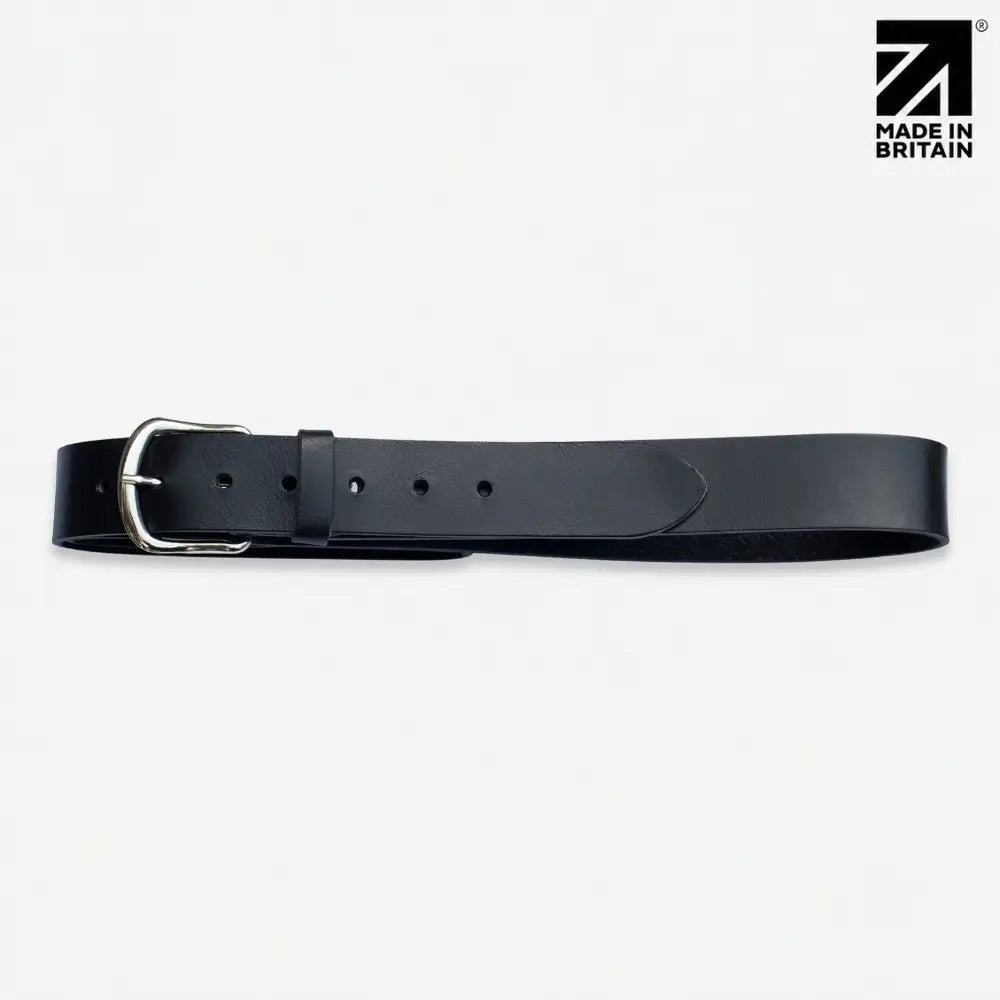 40mm Chicago Stitch Men's English Full-Grain Leather Belt - Made in Britain Black Full Width Close View