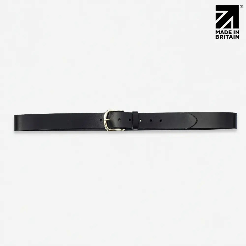 40mm Chicago Stitch Men's English Full-Grain Leather Belt - Made in Britain Black Full Width View