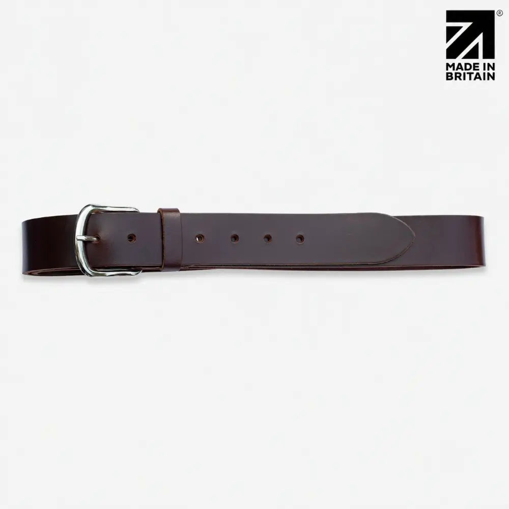 40mm Chicago Stitch Men's English Full-Grain Leather Belt - Made in Britain Brown Full Width View
