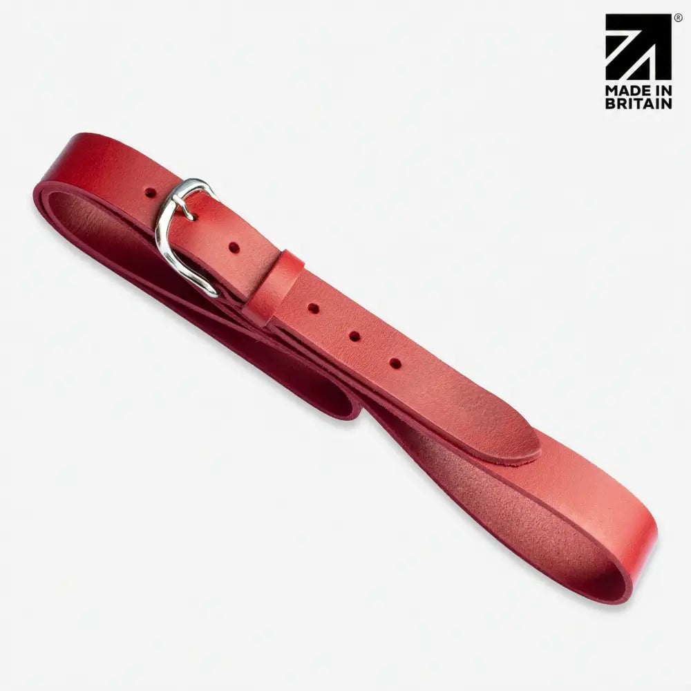 40mm Chicago Stitch Men's English Full-Grain Leather Belt - Made in Britain Red Buckle View