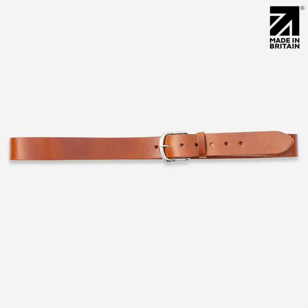 40mm Chicago Stitch Men's English Full-Grain Leather Belt - Made in Britain Tan Full Width View