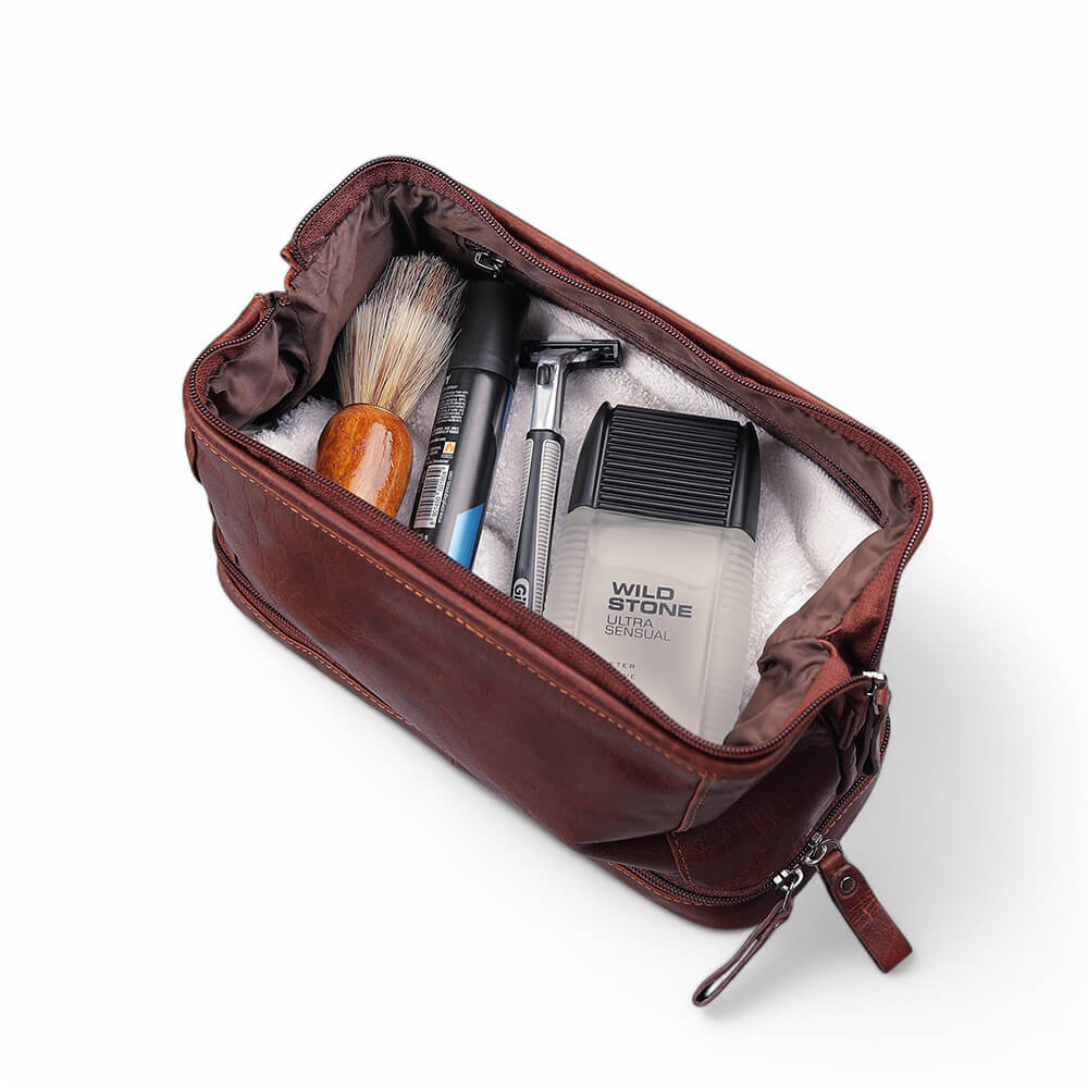 Men’s Leather Wash Bag