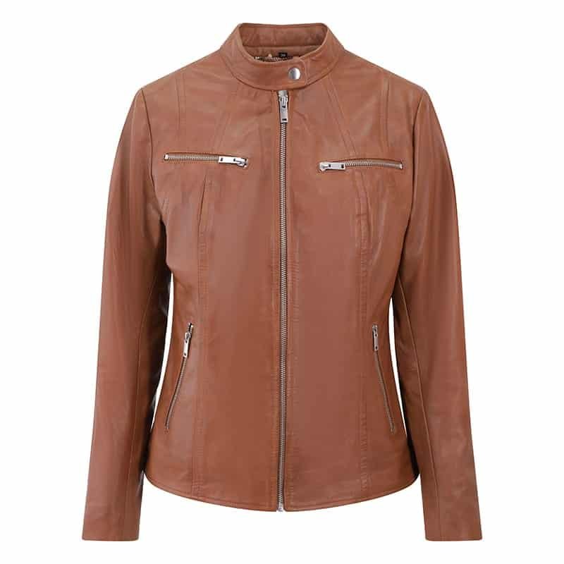 Racer Leather Jacket Celine Tan