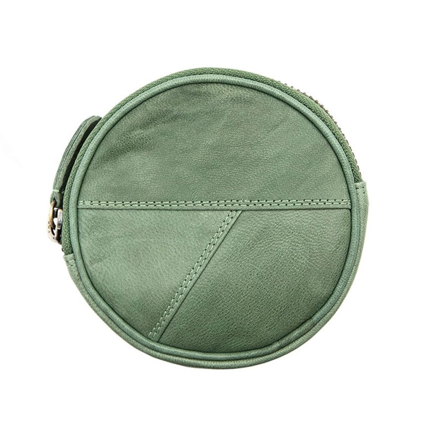 Green Round Zipped Coin Pouch