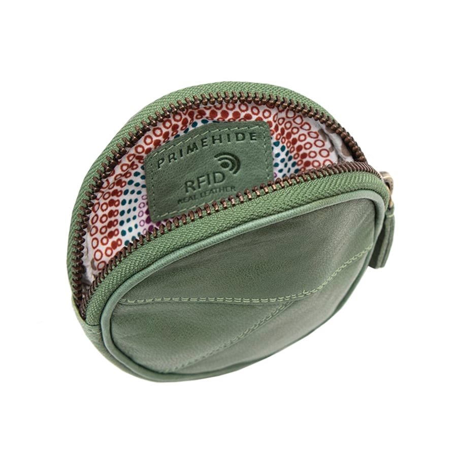 Green Round Zipped Coin Pouch
