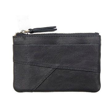 Black Leather Pouch | RFID Secure | Zip Purse & Keyring