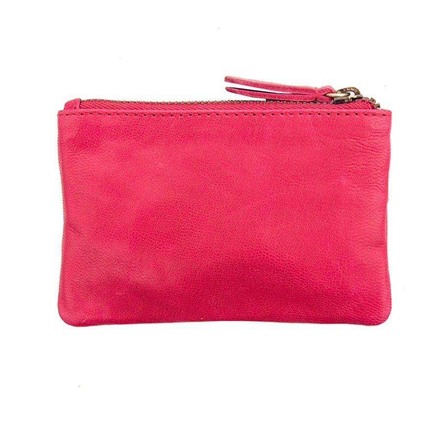 Rhubarb Leather Pouch, a compact yet functional RFID-secure purse