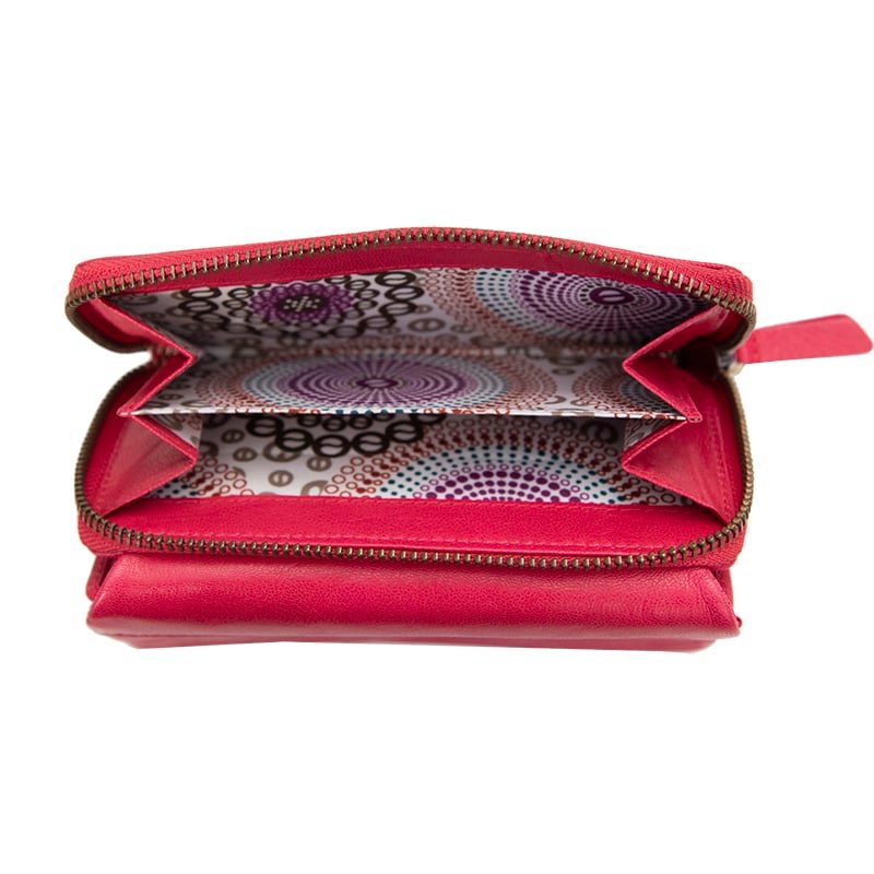 Pink Soft Leather Trifold Purse front view