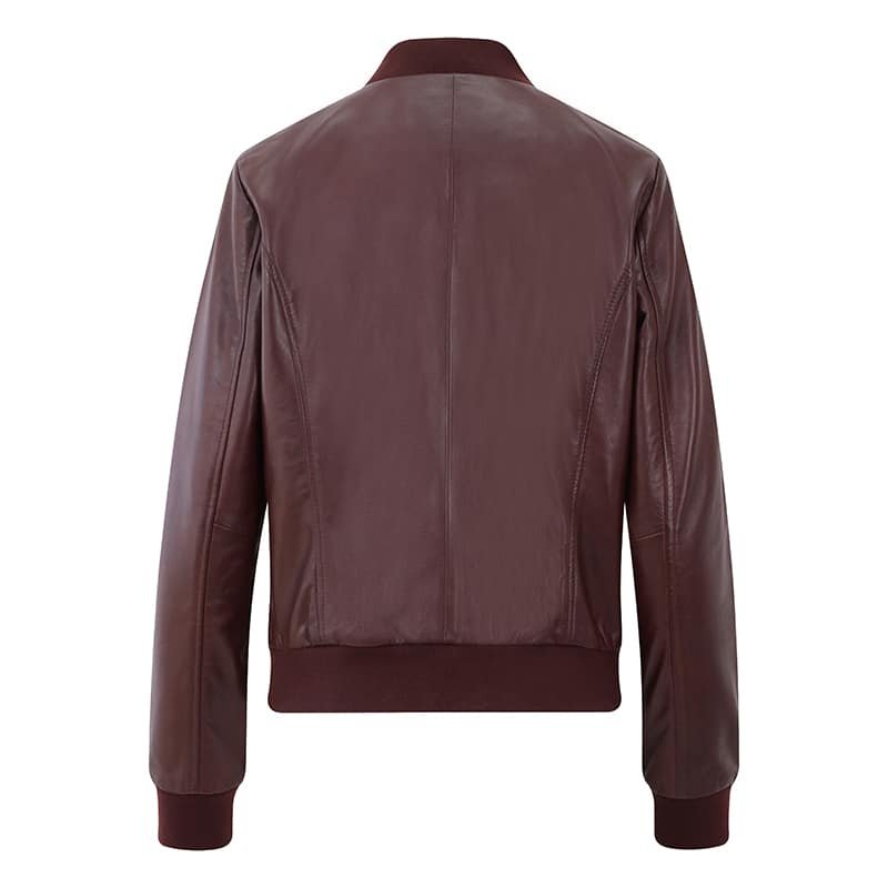Leather Bomber Jacket Gabby Wine