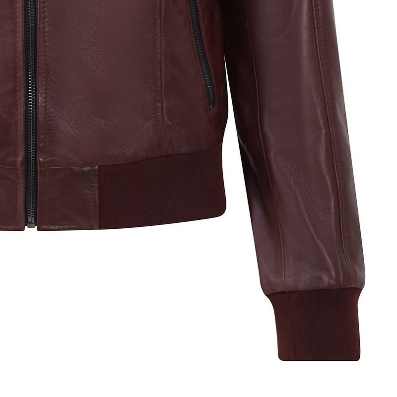 Leather Bomber Jacket Gabby Wine