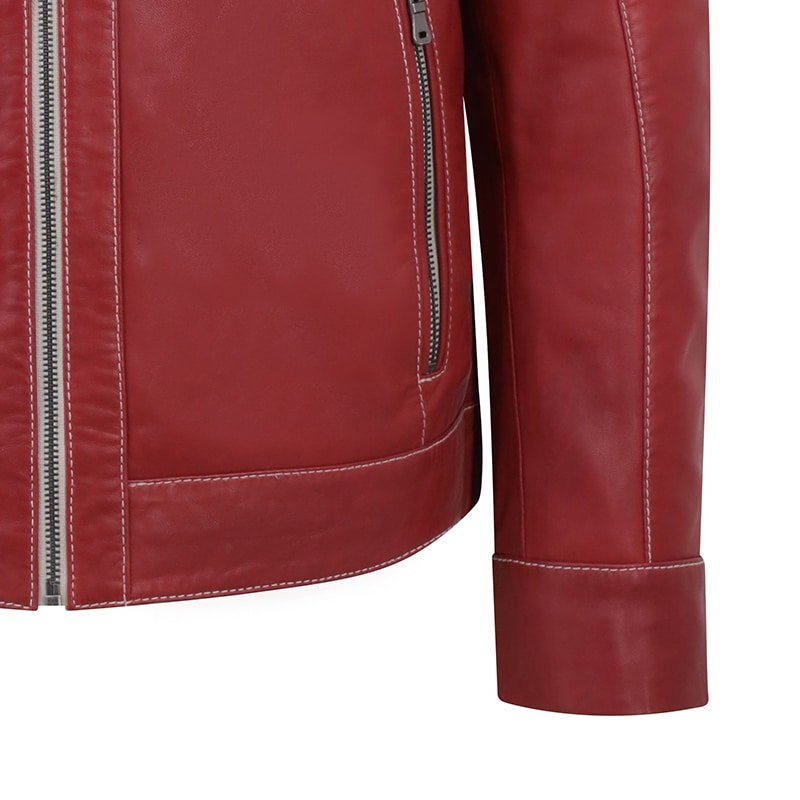 Racer Leather Jacket Fred Red