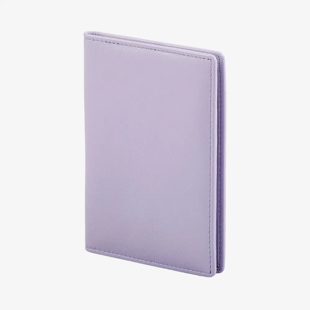 A lilac passport holder on a white background