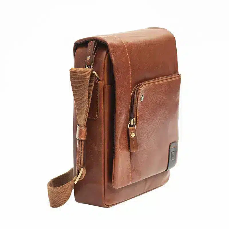 Leather Crossbody Messenger Bag - Vito Tuscan