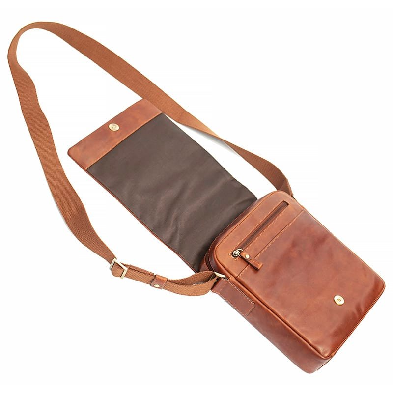 Leather Crossbody Messenger Bag - Vito Tuscan
