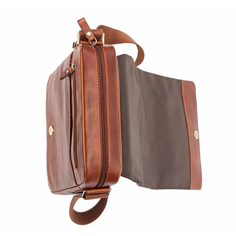 Leather Crossbody Messenger Bag - Vito Tuscan