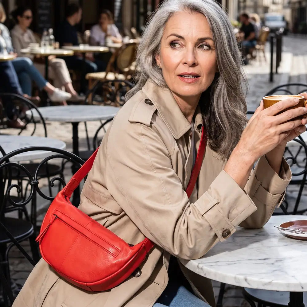 Half Moon Bag – Ayla Cancun Red Front 1205