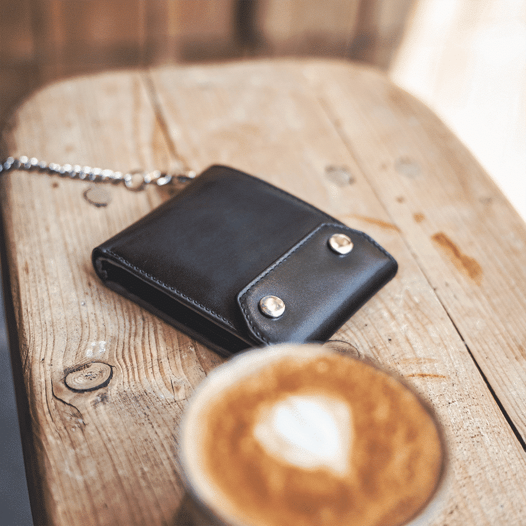 Biker Bifold Wallet With Chain, tan colour