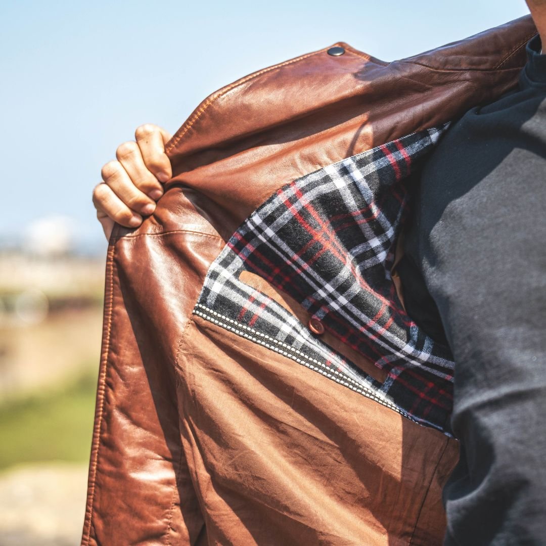 Biker Leather Jacket Albert Brown (5)