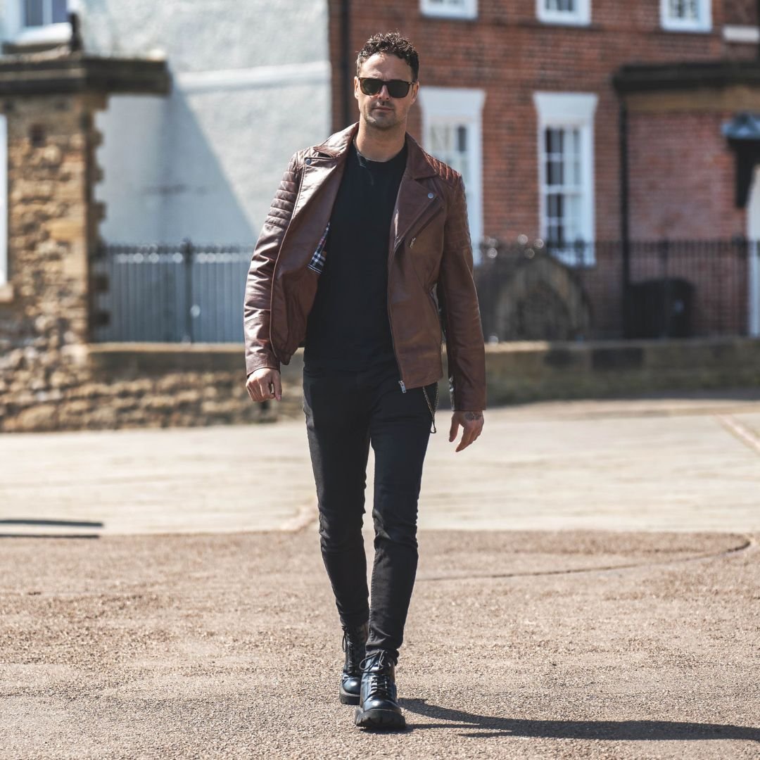 Biker Leather Jacket Albert Brown (4)