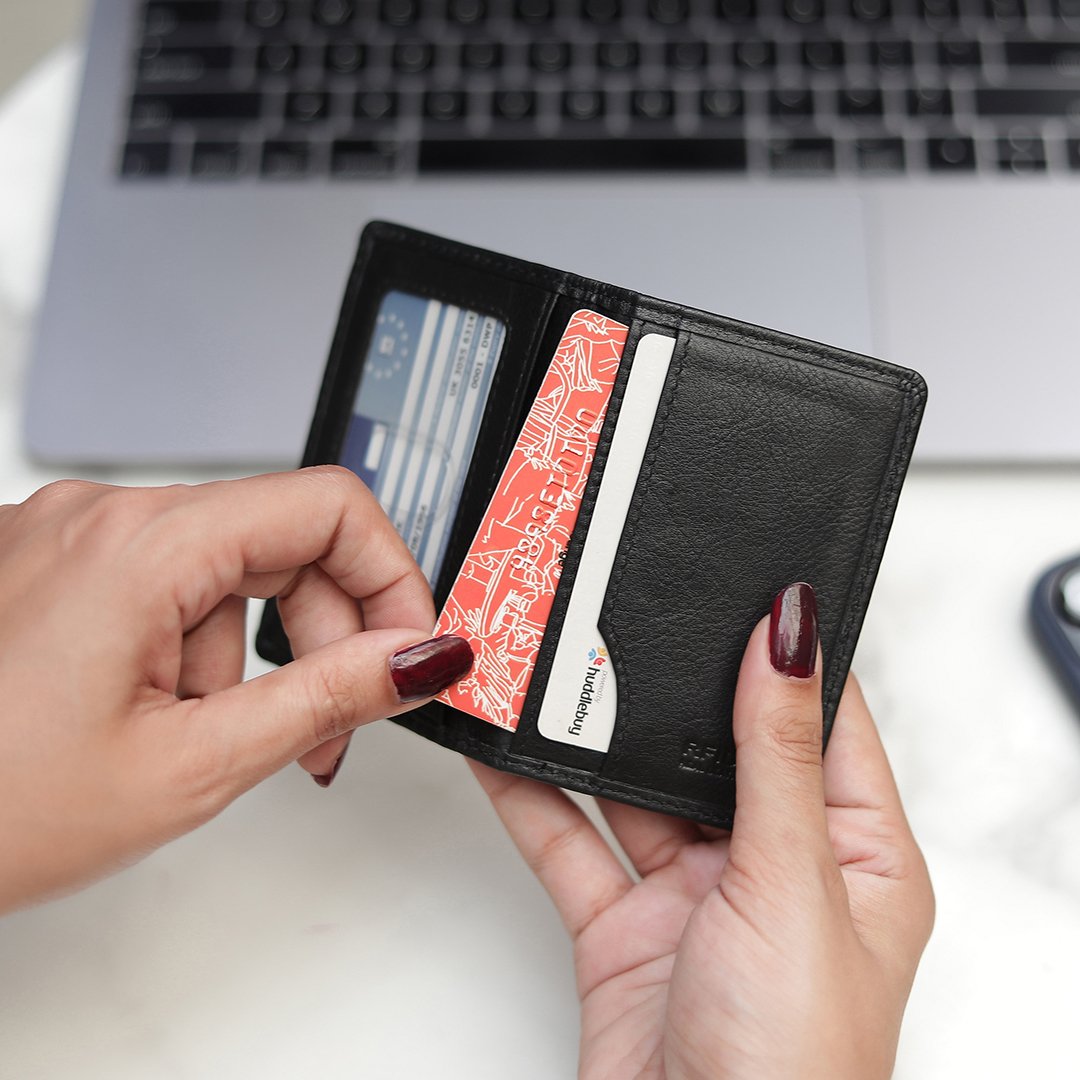 Black Leather Travel Card Holder 710- 6