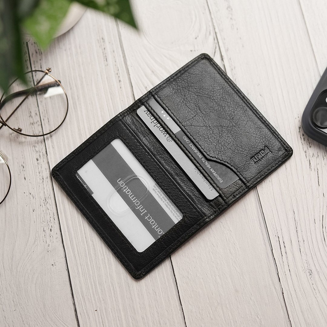 Black Leather Travel Card Holder 710- 7