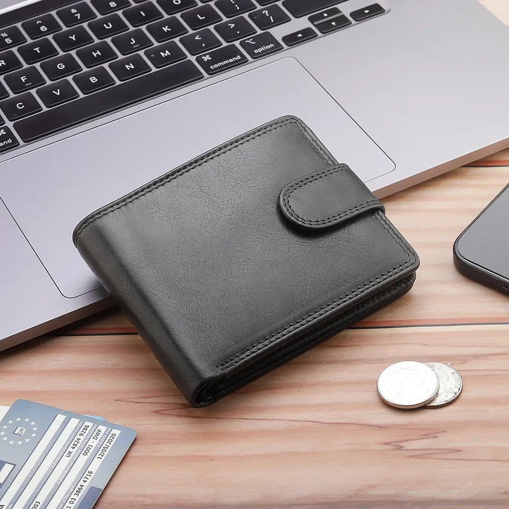 Black Leather Trifold Wallet For Men &#8211; James Leon 08
