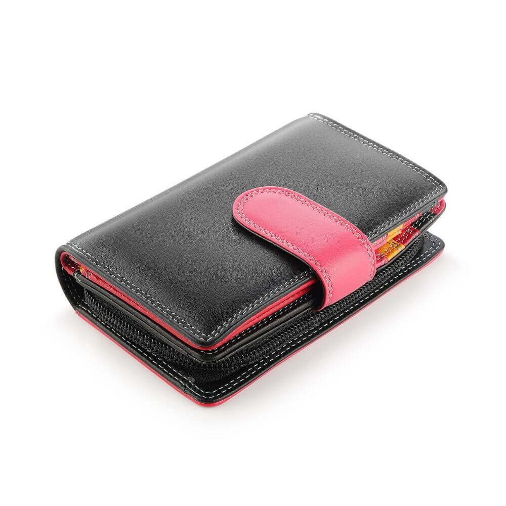 Black Soft Leather Colourful Bifold Purse &#8211; Primrose London (2)