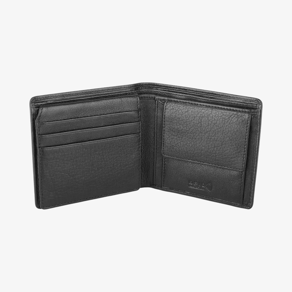 Black leather wallet on a white background
