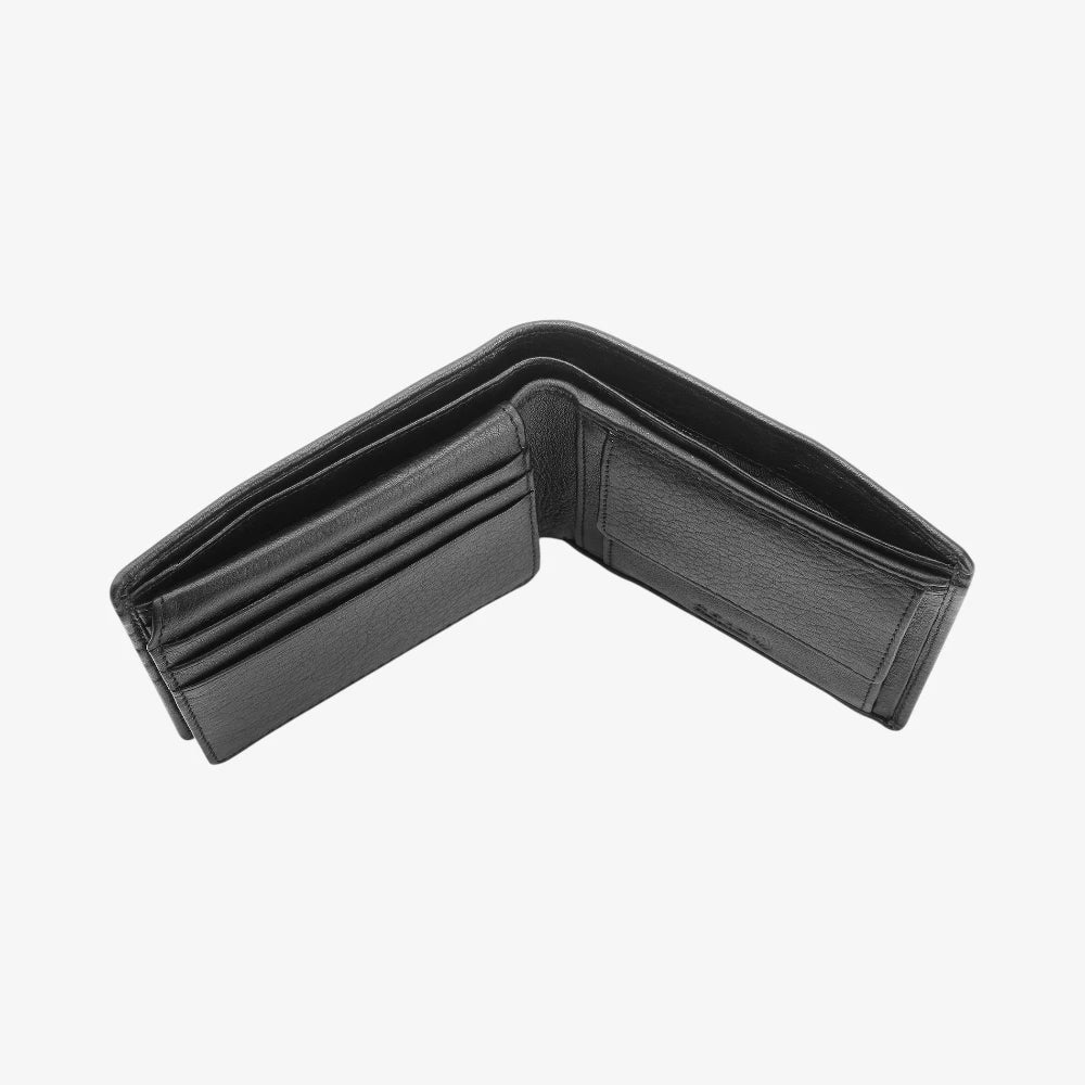 Black leather wallet on a white background