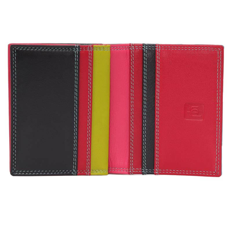 Black Jade London leather card holder contrasting multi-colour interior — PRIMEHIDE