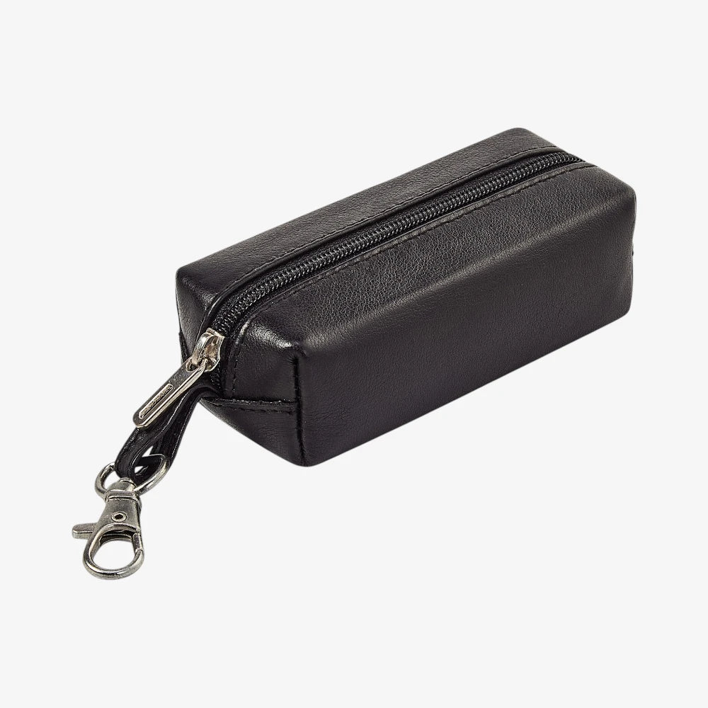 Black leather key pouch made from real leather