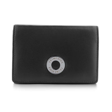 Black leather wallet with a brand logo on a white background