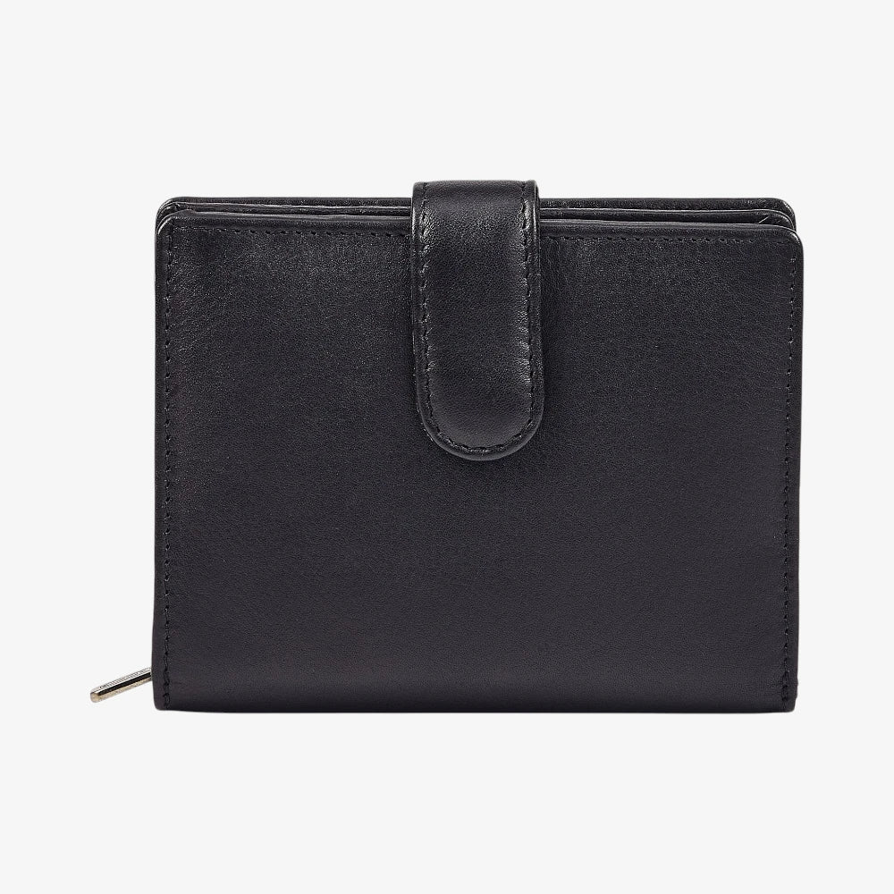 Miami ladies leather wallet in black with multiple card slots