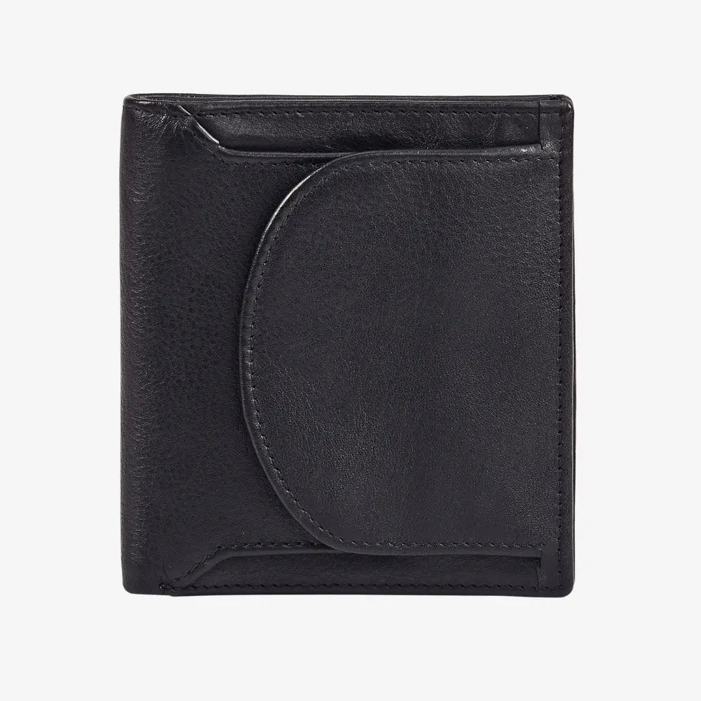 Miami leather coin tray purse in black real leather