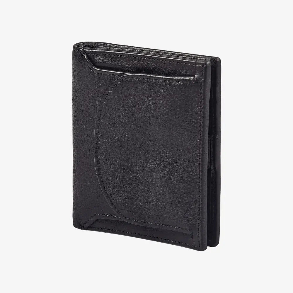 Black real leather coin tray purse with note section 