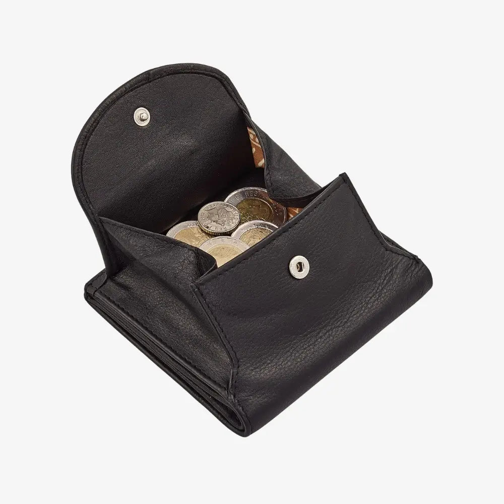 Black ladies leather coin tray purse for everyday use 