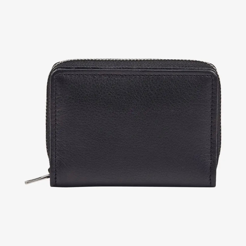 Miami real leather zipped card holder with RFID protection in black