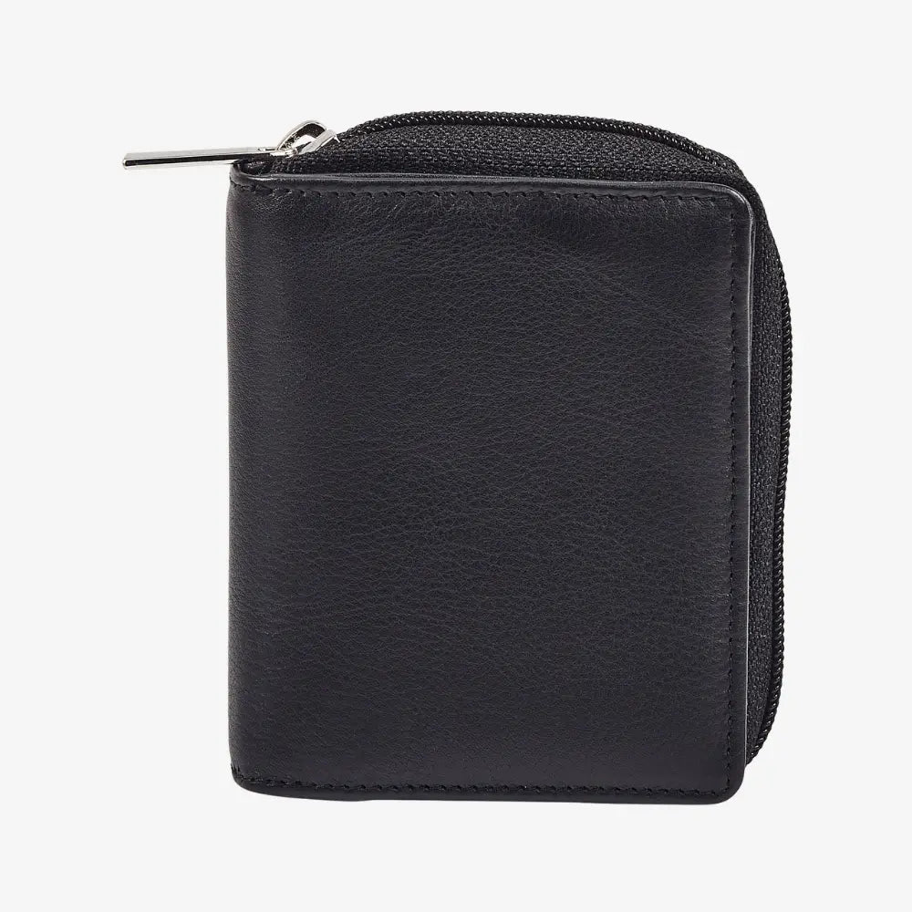 Miami zip around purse for women in black real leather