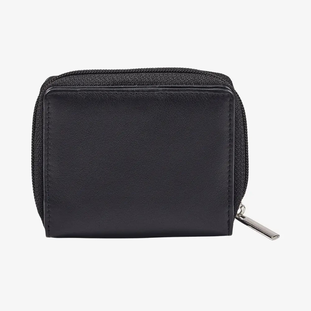 Real Leather ladies purse in black with zip around closure