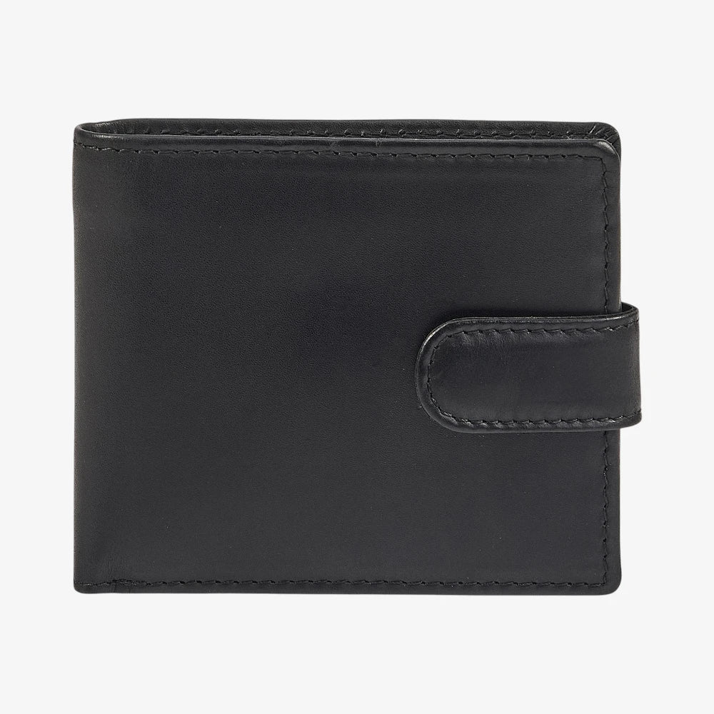 Black oil pull up leather wallet for men front view