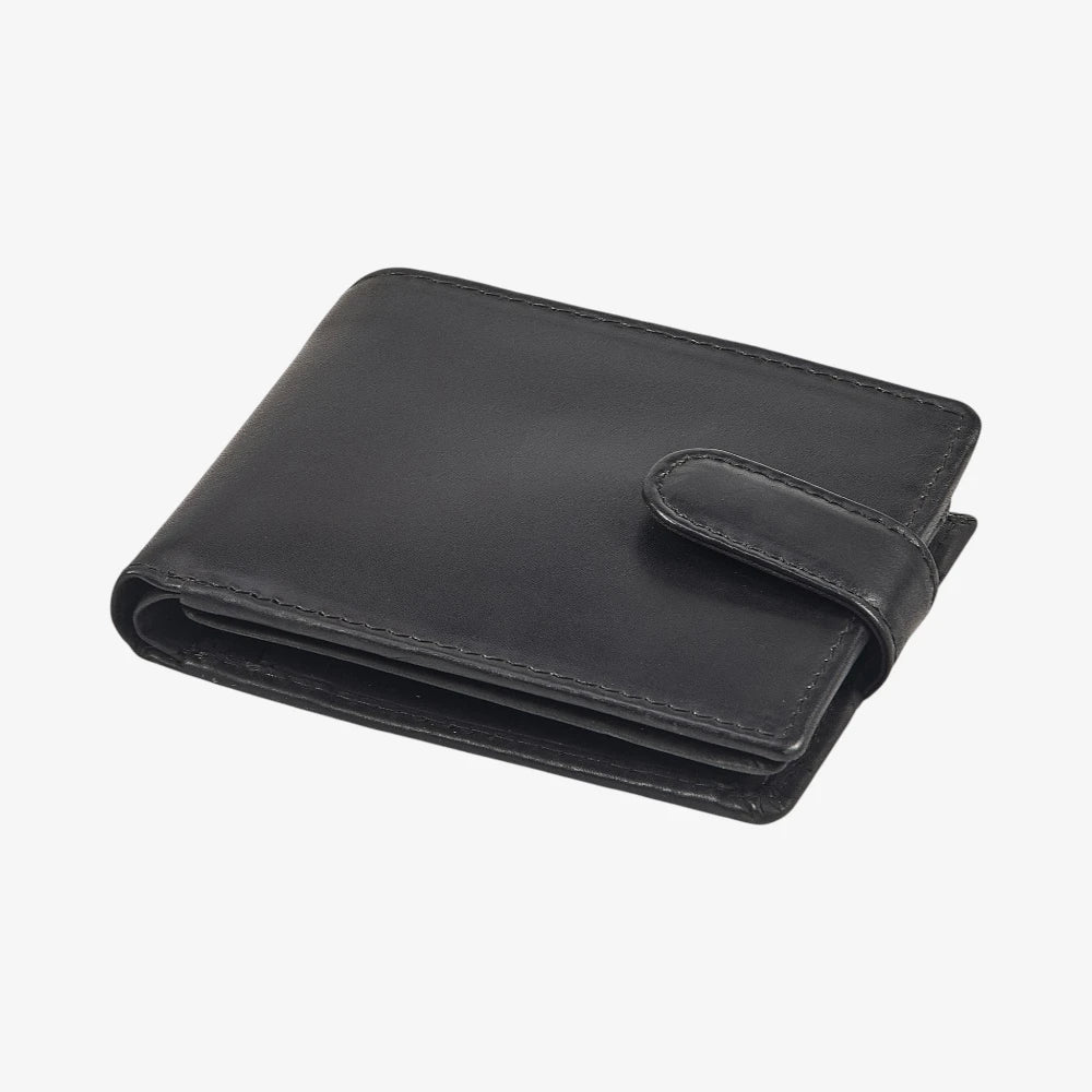 Genuine oil pull up leather wallet with buttoned coin pocket