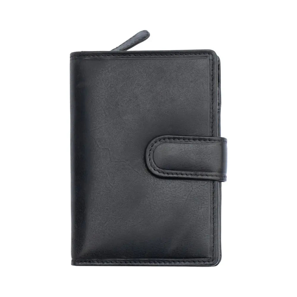 Black leather wallet on a white background