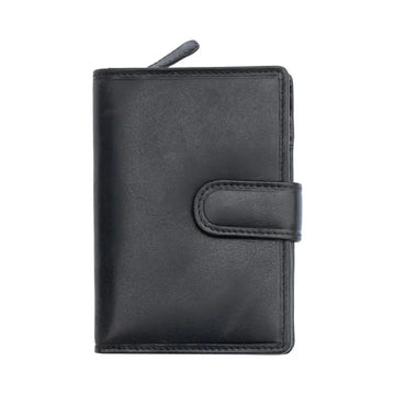 Black leather wallet on a white background