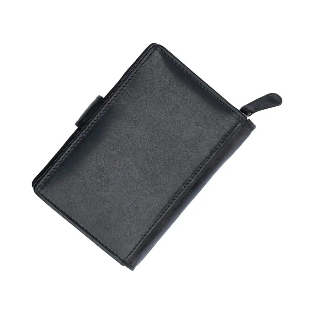 Black leather wallet on a white background