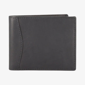Black leather wallet on a white background